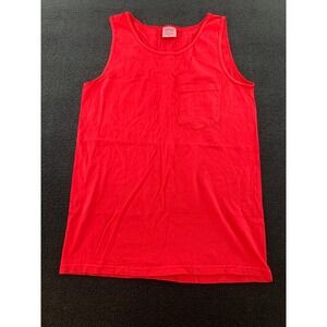 Comfort Colors Red Pocket Tank Top Original Garment Dye Pre-Shrunk Cotton Size S